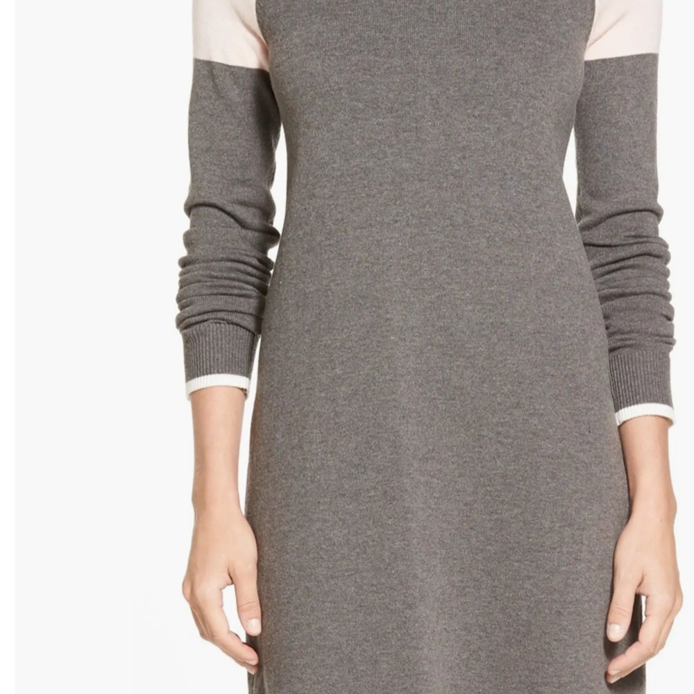 Eliza J Colorblock A-Line Sweater Gray and Pink Long Sleeve Dress Size PS